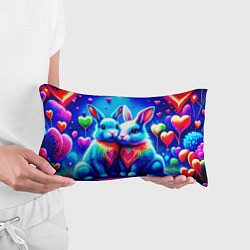 Подушка-антистресс Неоновые зайчики - любовь сердечки, цвет: 3D-принт — фото 2