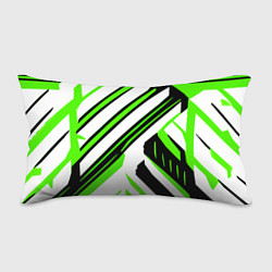 Подушка-антистресс Чёрно-зелёные полосы на белом фоне, цвет: 3D-принт