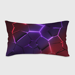 Подушка-антистресс Красно-фиолетовые неоновые плиты в разломе, цвет: 3D-принт