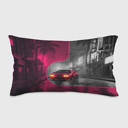 Подушка-антистресс Спорткар в тропическом городе, цвет: 3D-принт