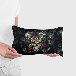 Подушка-антистресс Маска Хання на черепе самурая на фоне духов, цвет: 3D-принт — фото 2