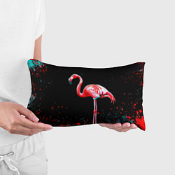 Подушка-антистресс Фламинго на черном, цвет: 3D-принт — фото 2