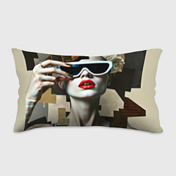 Подушка-антистресс Коллаж с девушкой в очках, цвет: 3D-принт