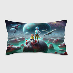Подушка-антистресс Рик и Морти сидят на бегемоте - нейроарт фантазия, цвет: 3D-принт