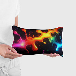Подушка-антистресс Радужные кляксы на черном фоне, цвет: 3D-принт — фото 2