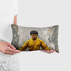 Подушка-антистресс Брюс Ли на сером, цвет: 3D-принт — фото 2