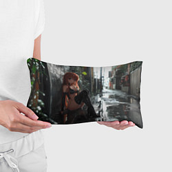 Подушка-антистресс Девушка в переулке под дождем, цвет: 3D-принт — фото 2