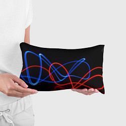 Подушка-антистресс Красно синие неоновые линии на черном фоне, цвет: 3D-принт — фото 2