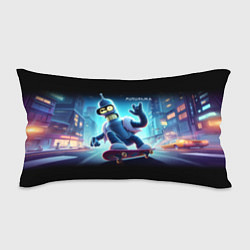 Подушка-антистресс Bender is a skateboarder in neon street - ai art, цвет: 3D-принт
