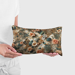 Подушка-антистресс Цветы на кусках мрамора и леопардовом узоре, цвет: 3D-принт — фото 2