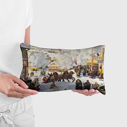 Подушка-антистресс Русская тройка зимой - картина Масленица Кустодиев, цвет: 3D-принт — фото 2