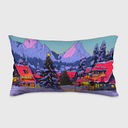 Подушка-антистресс Новогодние елки в горном городке, цвет: 3D-принт