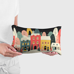 Подушка-антистресс Разноцветные новогодние дома, цвет: 3D-принт — фото 2