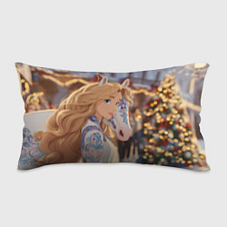 Подушка-антистресс Блондинка с новогодней лошадкой