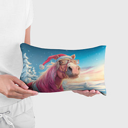 Подушка-антистресс Новогодняя лошадь в очках, цвет: 3D-принт — фото 2