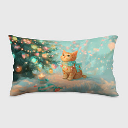 Подушка-антистресс Милый рыжий котенок любуется елкой, цвет: 3D-принт