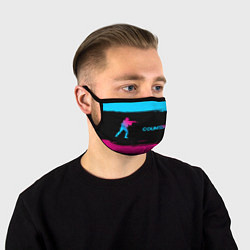 Маска для лица Counter Strike - neon gradient: надпись и символ, цвет: 3D-принт