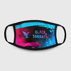 Маска для лица Black Sabbath - neon gradient: надпись и символ, цвет: 3D-принт — фото 2