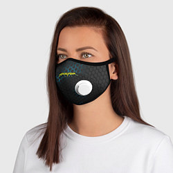 Маска с клапаном Cyberpunk 2077: Blue Carbon, цвет: 3D-белый