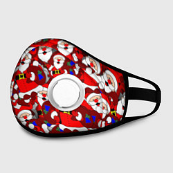 Маска с клапаном Новогодний паттерн с дедами морозами, цвет: 3D-белый — фото 2