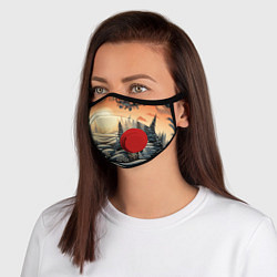 Маска с клапаном Зимний предновогодний пейзаж, цвет: 3D-красный