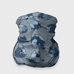 Бандана-труба Камуфляж с котиками серо-голубой, цвет: 3D-принт