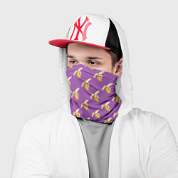 Бандана-труба Бананы на лиловом паттерн, цвет: 3D-принт — фото 2