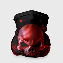 Бандана-труба Красный череп в кровавых розах, цвет: 3D-принт