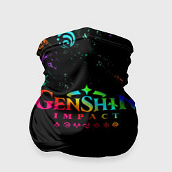 Бандана-труба GENSHIN IMPACT NEON LOGO RAINBOW STYLE, ЭМБЛЕМЫ, цвет: 3D-принт