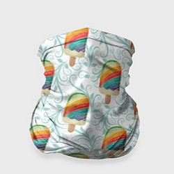 Бандана-труба Разноцветное мороженое паттерном, цвет: 3D-принт