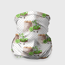 Бандана-труба Зеленый чай паттерн, цвет: 3D-принт