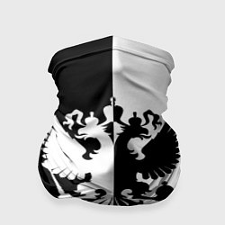 Бандана-труба РОССИЯ чёрно-белое, цвет: 3D-принт