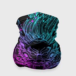 Бандана-труба НЕОНОВЫЕ ДРАКОНЫ NEON DRAGON БРЫЗГИ КРАСОК, цвет: 3D-принт