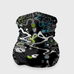 Бандана-труба Черно-белый с синими вкраплениями абстрактный узор, цвет: 3D-принт