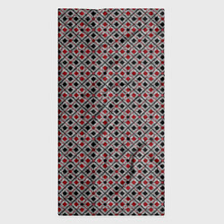 Бандана-труба Красный, черный квадраты на гранжевом сером, цвет: 3D-принт — фото 2