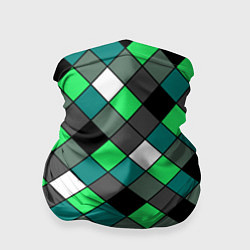 Бандана-труба Геометрический узор в зеленых и черный тонах, цвет: 3D-принт