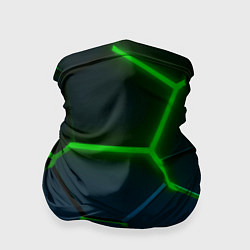Бандана-труба Разлом зеленых неоновых плит - геометрия, цвет: 3D-принт