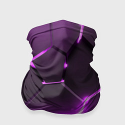 Бандана-труба Фиолетовые неоновые геометрические плиты, цвет: 3D-принт