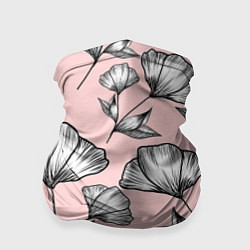 Бандана-труба Графичные цветы на пудровом фоне, цвет: 3D-принт