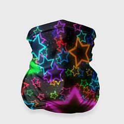 Бандана-труба Большие неоновые звезды, цвет: 3D-принт