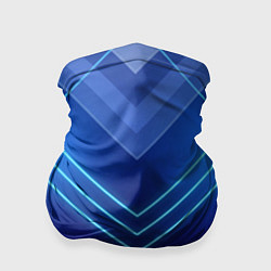 Бандана-труба Глубокий синий с неоновыми полосами, цвет: 3D-принт
