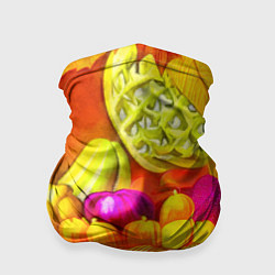 Бандана-труба Спелые фрукты и овощи в плетеной корзине, цвет: 3D-принт