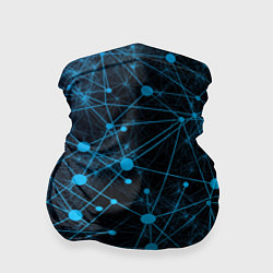 Бандана-труба Нейроны - всемирная паутина на черном фоне, цвет: 3D-принт