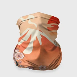 Бандана-труба Ветка цветущей сакуры и вулкан, цвет: 3D-принт