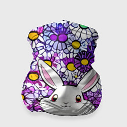 Бандана-труба Веселый кролик в цветах, цвет: 3D-принт