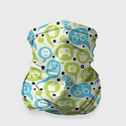 Бандана-труба Геймпад, велосипед и смайл в пузыре, цвет: 3D-принт