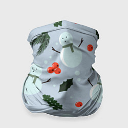 Бандана-труба Снеговики и ягодки, цвет: 3D-принт