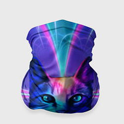 Бандана-труба Яркий неоновый портрет кота, цвет: 3D-принт