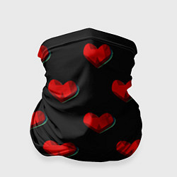 Бандана-труба Красные сердца полигоны, цвет: 3D-принт