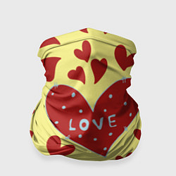 Бандана-труба Надпись love в красном сердце, цвет: 3D-принт